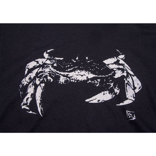 Mens Long Sleeve Crab Tee Back Print- Black