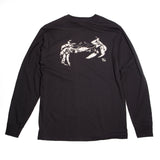 Mens Long Sleeve Crab Tee Back Print- Black