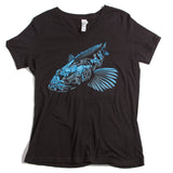 Ladies Nick Ingram's Lingcod Relaxed Fit V Neck - black