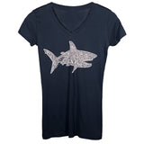 Sale Ladies V Neck Shark - Indigo