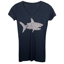 Sale Ladies V Neck Shark - Indigo
