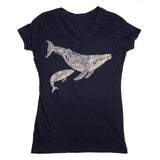 Ladies Humpback and Calf V Neck - Midnight Navy